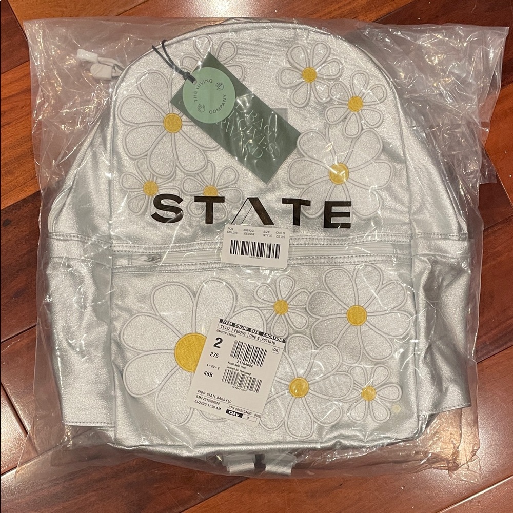 Kids STATE Metallic Backpack with Floral Design